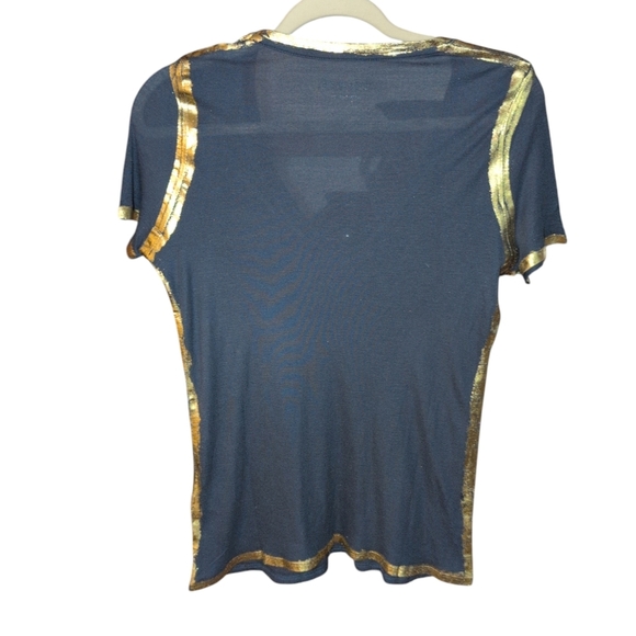 NWT Zadig & Voltaire Tino Gold Foil-Trimmed Tee - Picture 3 of 5